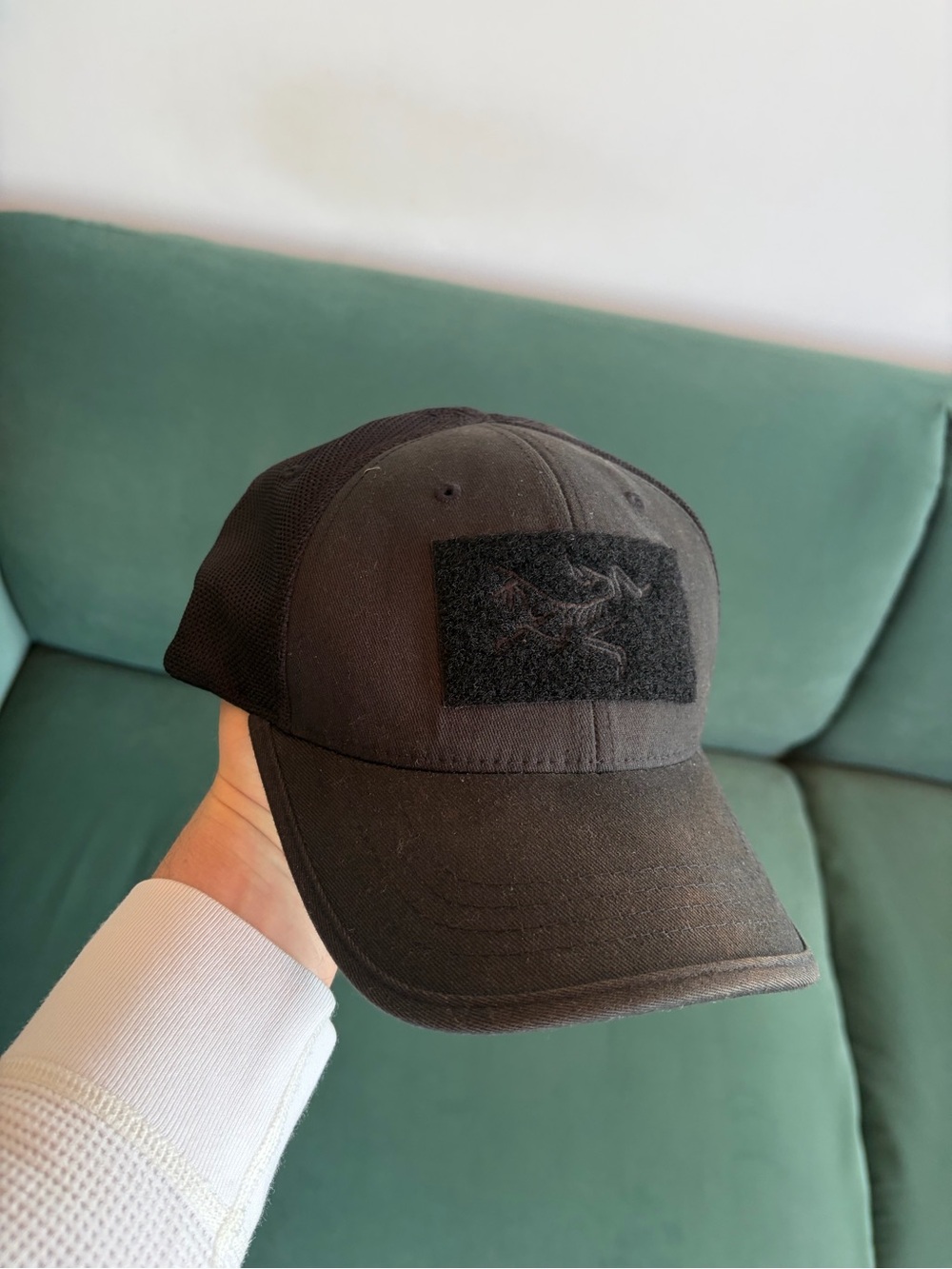 Arc'teryx Black Mesh Back Cap with Front Hook-and-Loop Patch